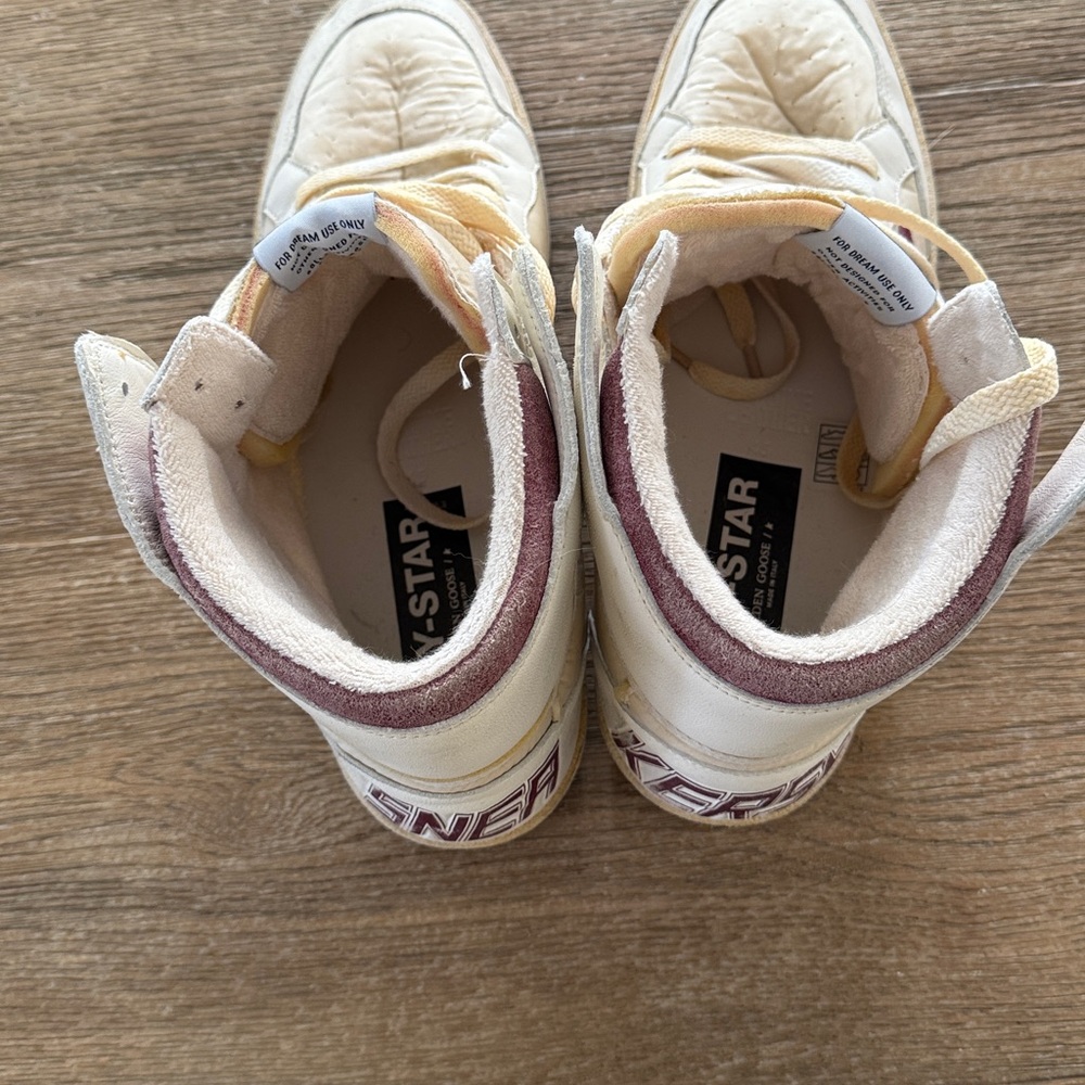 Golden Goose Men's High-Top Sneakers - Beige and Burgundy - Picture 8 of 10